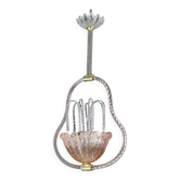 Charming Pink and Transparent Murano Glass Chandelier by Barovier e Toso, 1950s