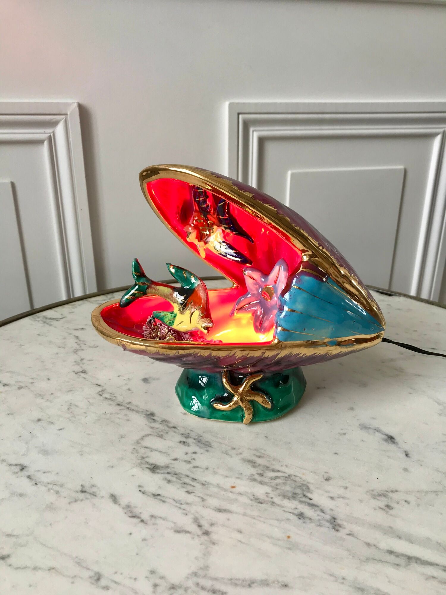 Ceramic table lamp vallauris model "moule" 70s
