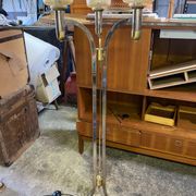 Lampadaire trois feux métal et laiton