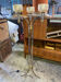 Three-burner metal and brass floor lamp