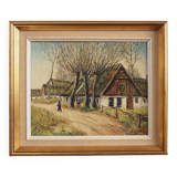 Painting „The Farm under the Willows”, Scandinavian design, 1960s