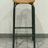 Industrial high stool in wood and iron