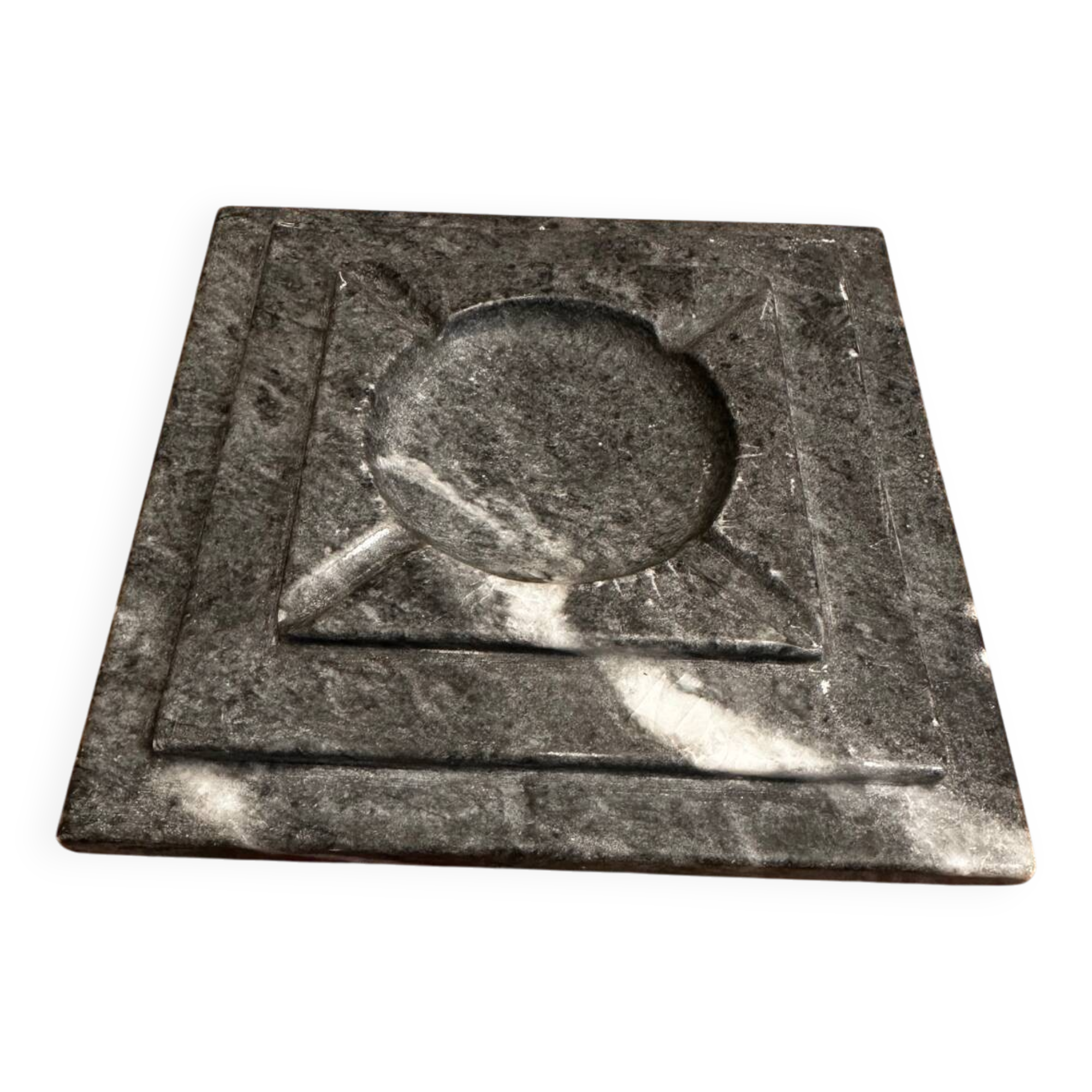 Cendrier Art-Deco en Marbre Gris Anthracite