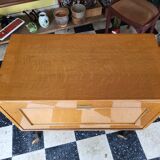 Low storage bar cabinet on casters from the 60s