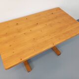 Charlotte Perriand Les Arcs vintage rectangular pine dining table from the 60s 70s