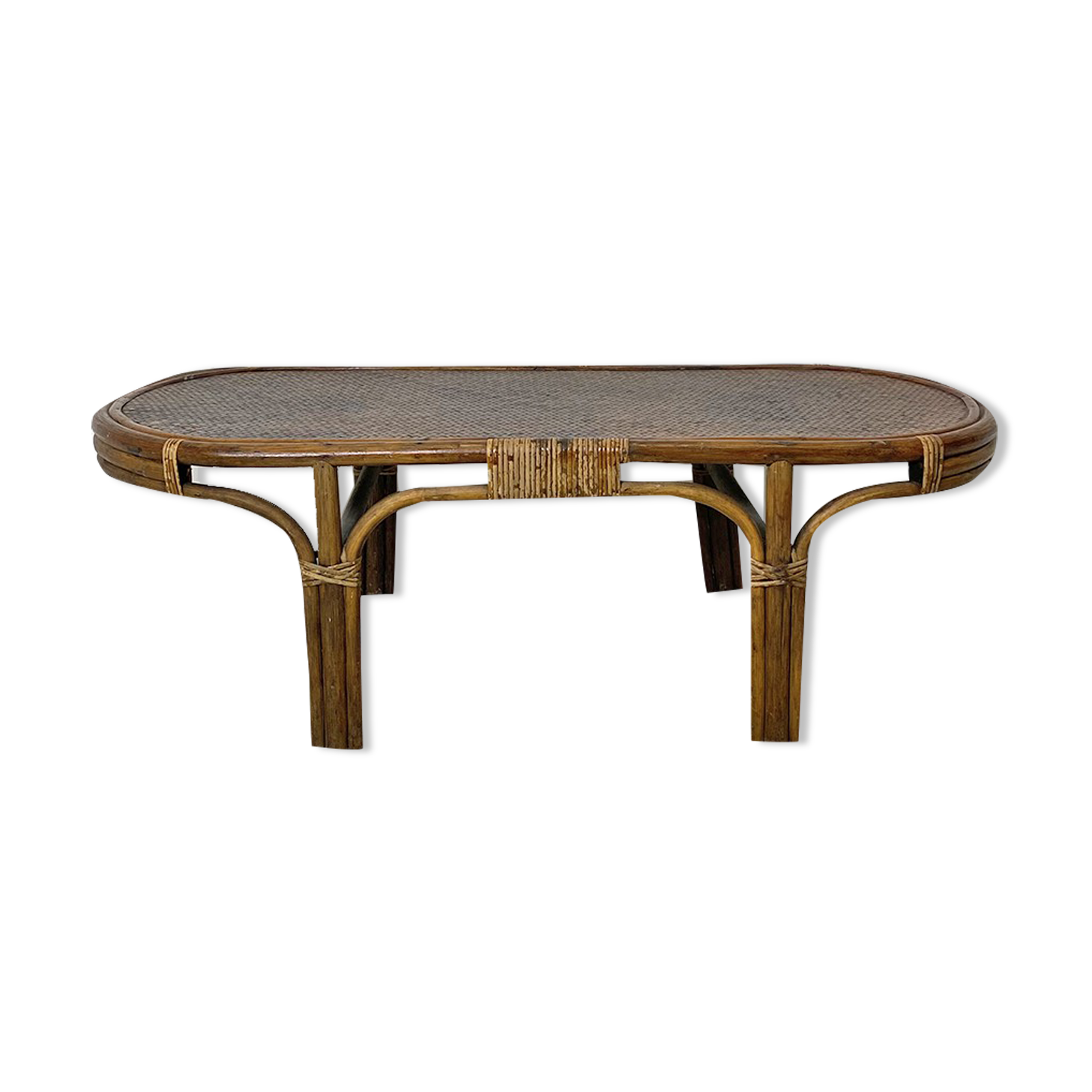 Vintage rattan coffee table 70's