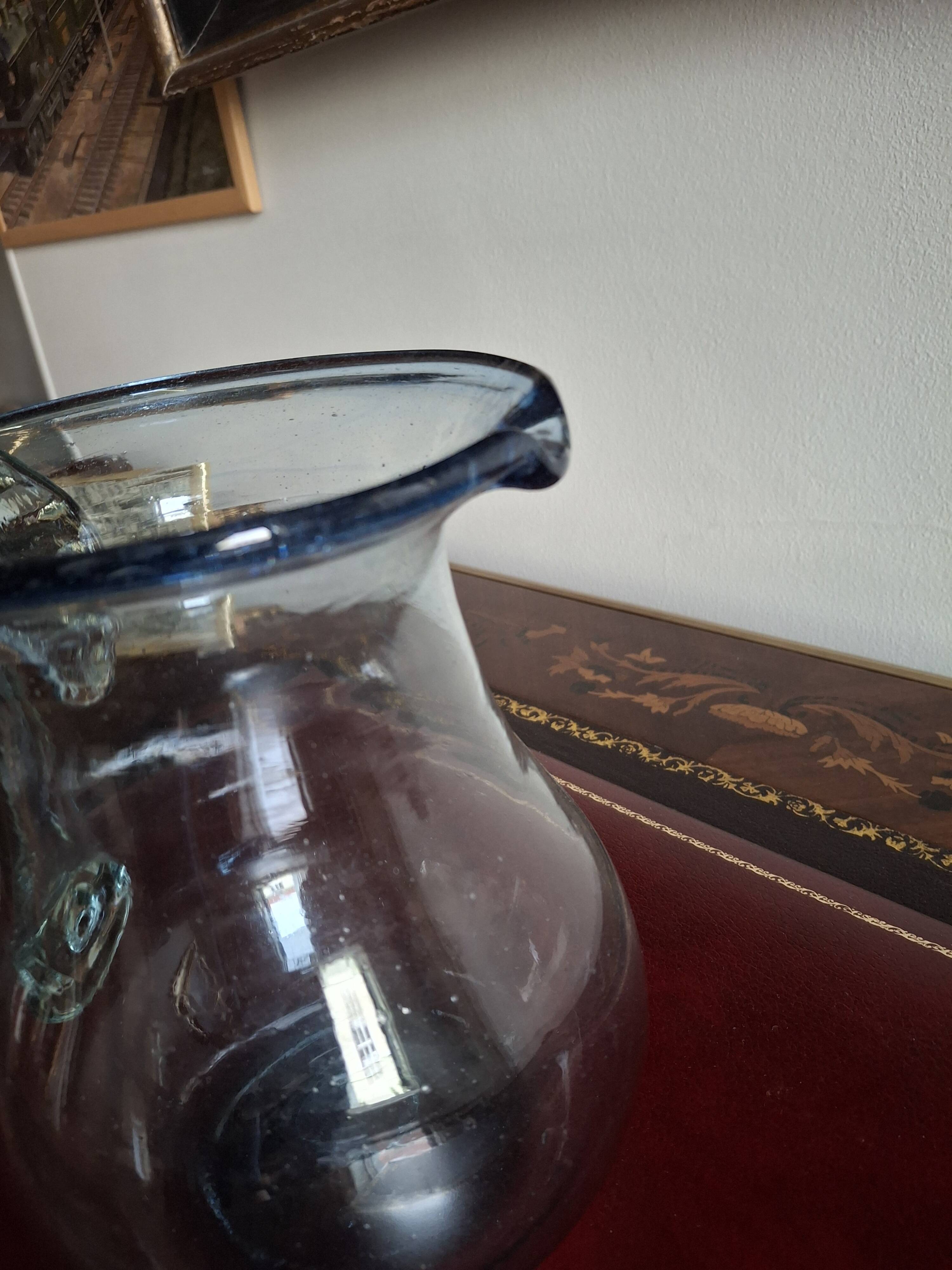 Service à orangeade en verre soufflé bullé