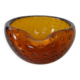 Amber Sommerso Murano Glass Ashtray, Italy, 1960s