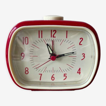 Vintage red and white alarm clock 90s