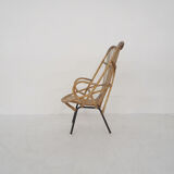 Rohe Noordwolde rattan and metal lounge chair, The Netherlands 1950's