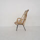 Fauteuil en rotin et en métal Rohe Noordwolde, Pays-Bas des années 1950