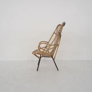 Rohe Noordwolde rattan and metal lounge chair, The Netherlands 1950's