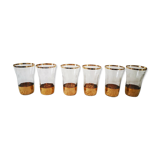 Set of 6 glasses old engraved and gilded cup