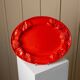 Large vintage oval ceramic platter XL from the 1980s - red glaze - fruit relief - Mid-Century design - Italy