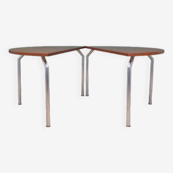 Table demi-ronde en teck, design danois, années 1970, fabricant : Bent Krogh