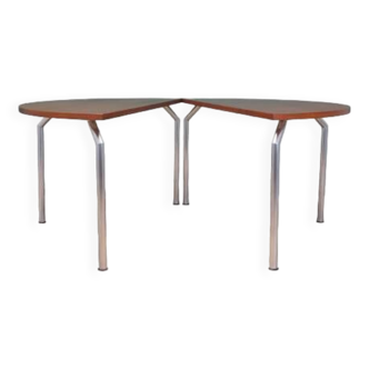 Table demi-ronde en teck, design danois, années 1970, fabricant : Bent Krogh