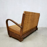 Art deco rattan woven British colonial sofa
