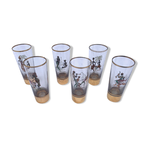 set de 6 verres peints