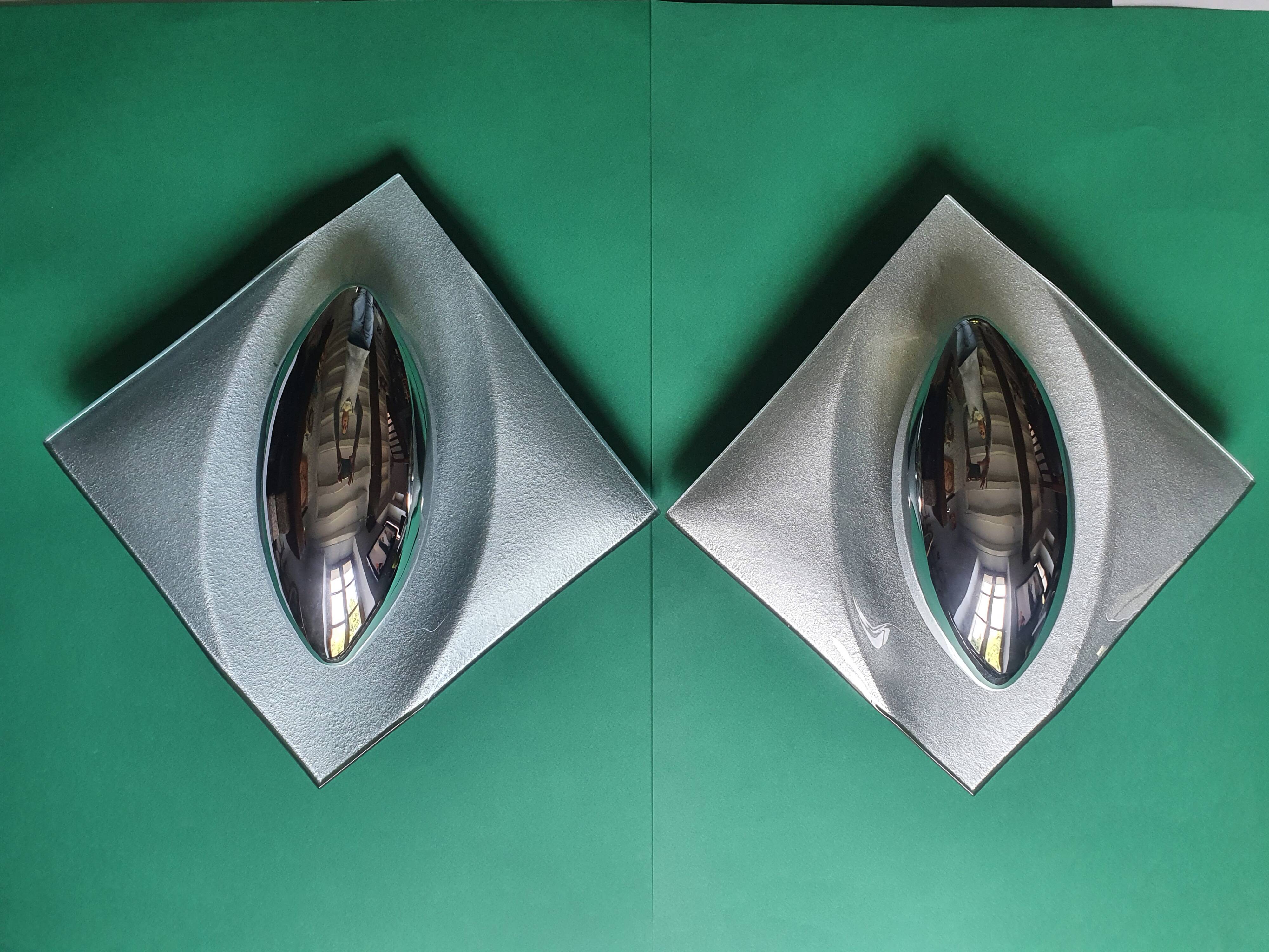Pair of futuristic UFO wall lights