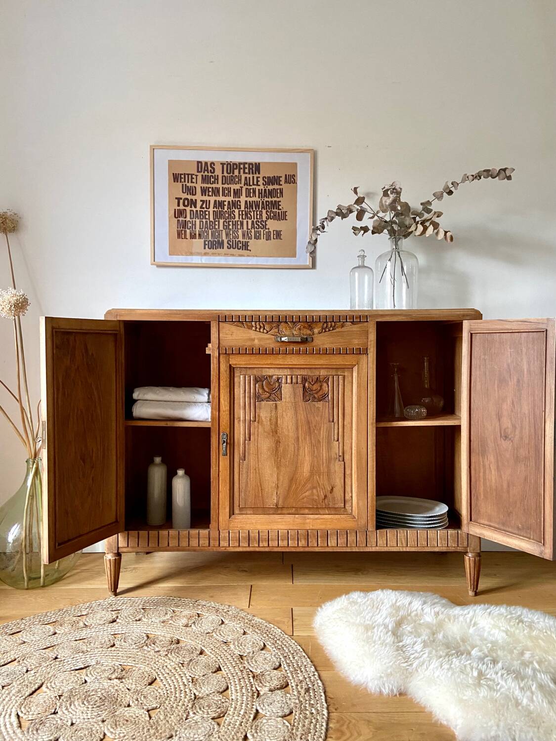 Art Deco sideboard in solid walnut