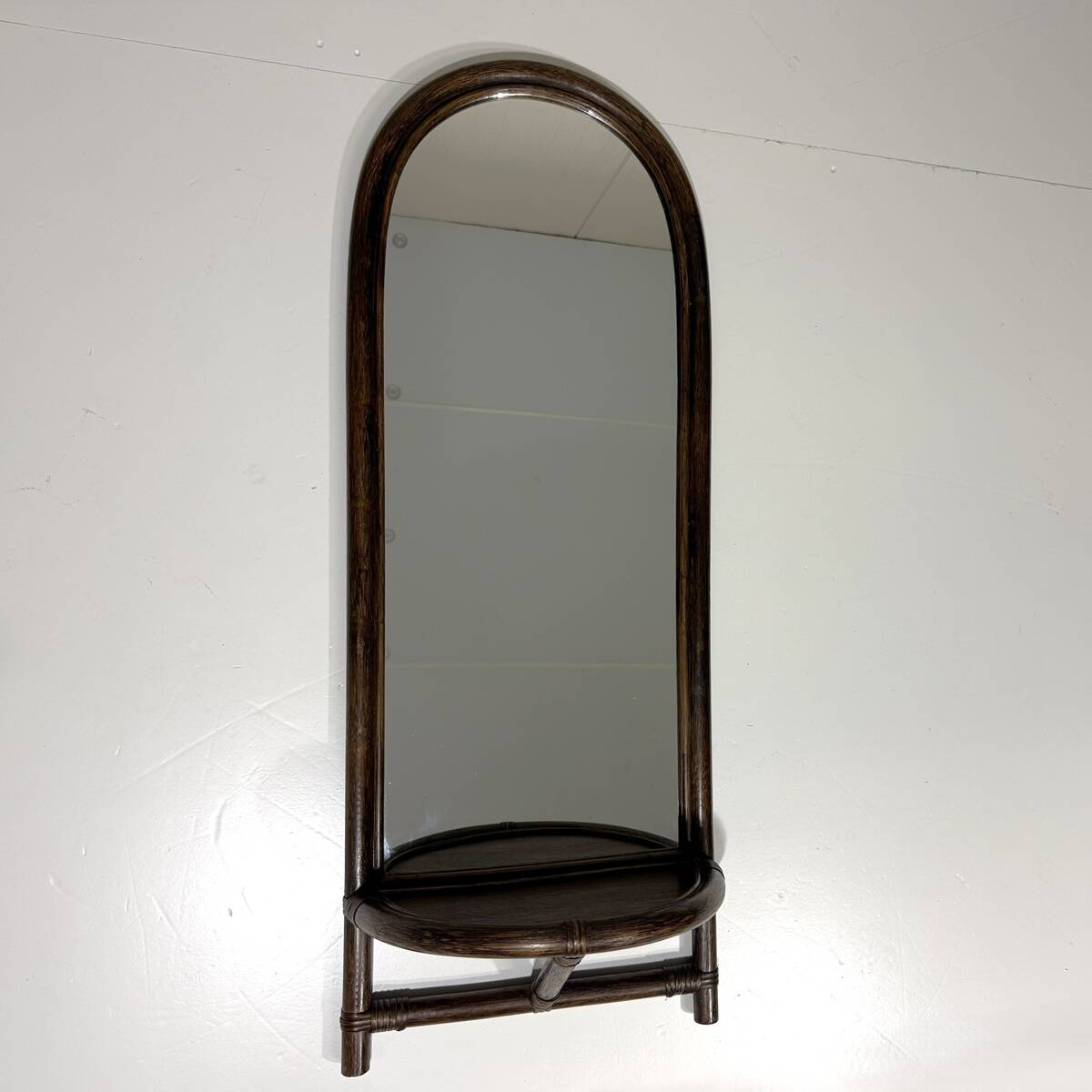 Rattan wall mirror with console table 1970’s