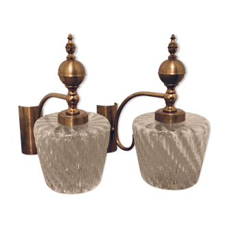 Vintage brass and glass sconces 60/70s