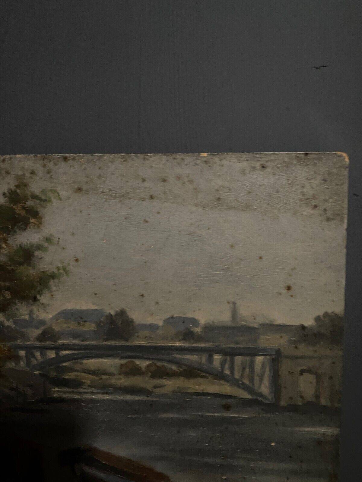 Oil on cardboard early 20th century representing Nantes or Paris