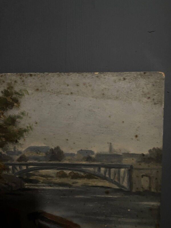 Huile sur carton début XXe représentant Nantes ou Paris