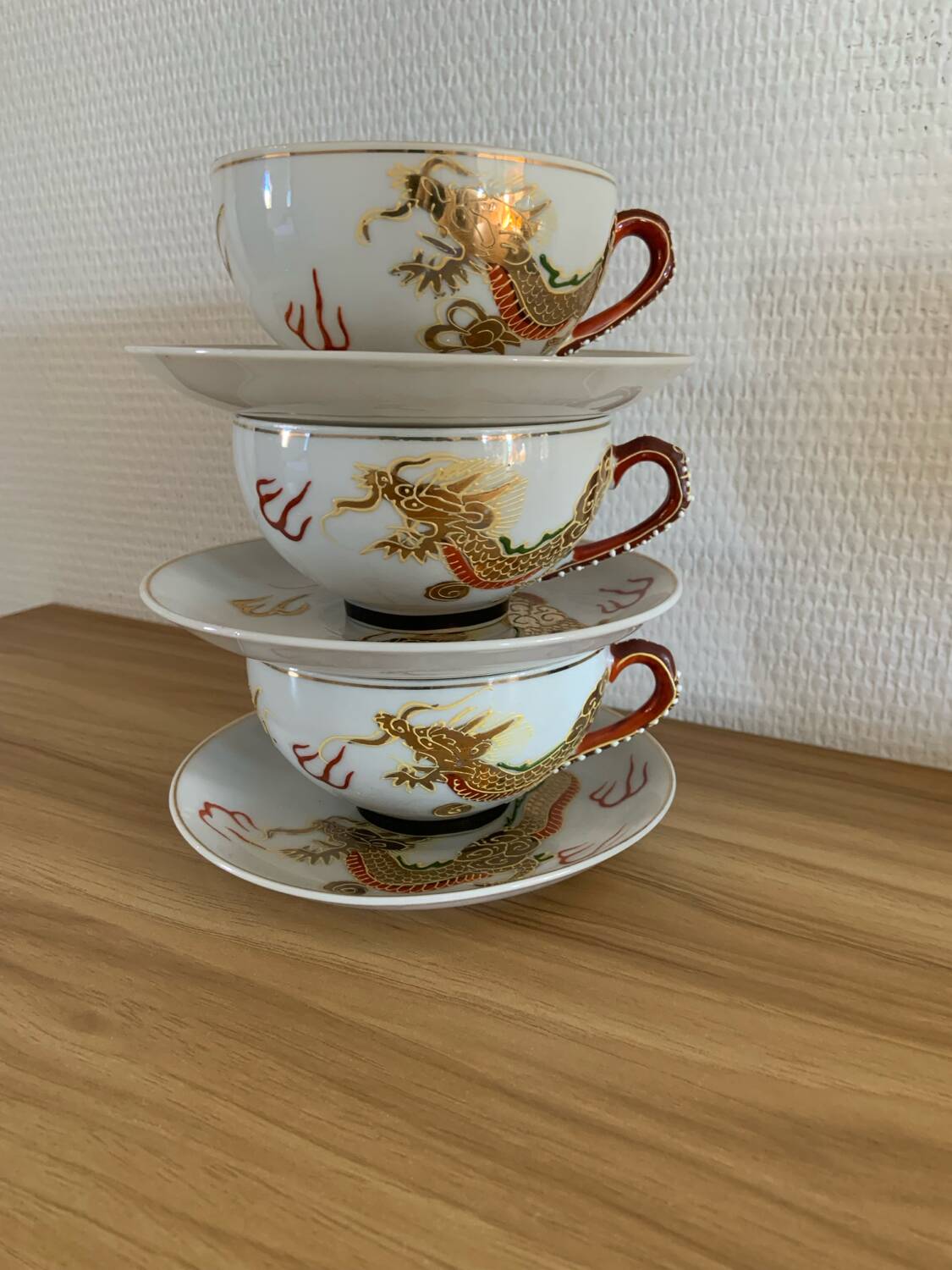 Japanese service with golden dragon pattern