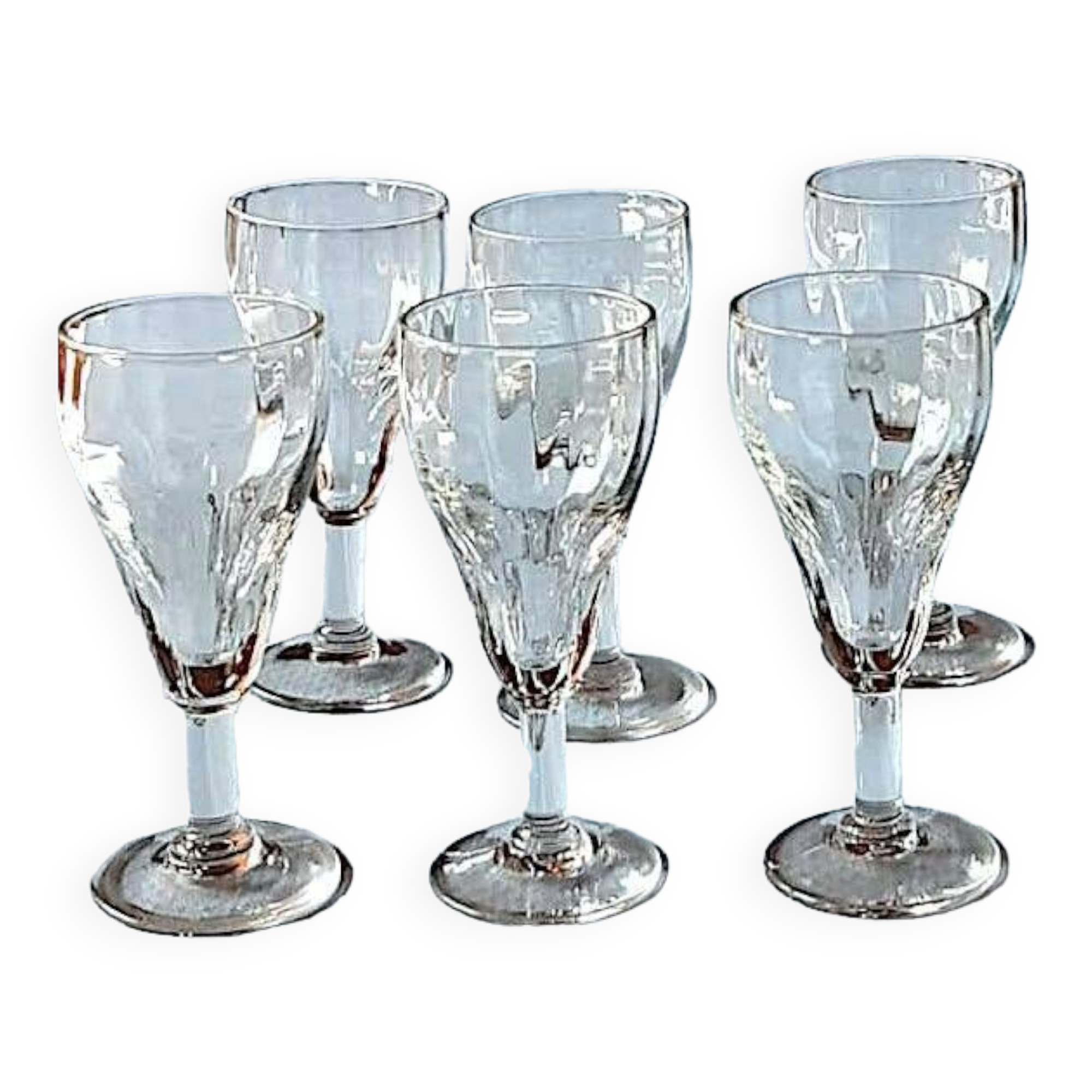 6 blown glass stems, circa 1900