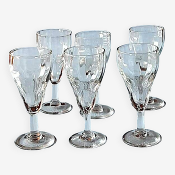 6 verres à pied en verre soufflé, vers 1900