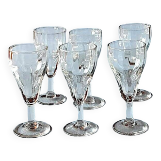 6 verres à pied en verre soufflé, vers 1900