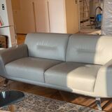 Leather sofa Roche Bobois pearl grey