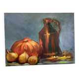 Still life painting oil on canvas signed