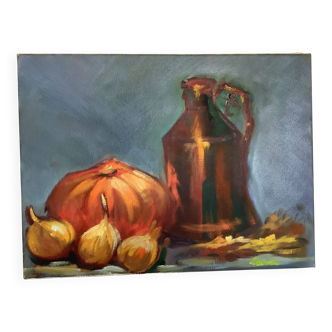 Still life painting oil on canvas signed