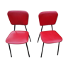 Paire de chaises années 1970 acier et skaï rouge