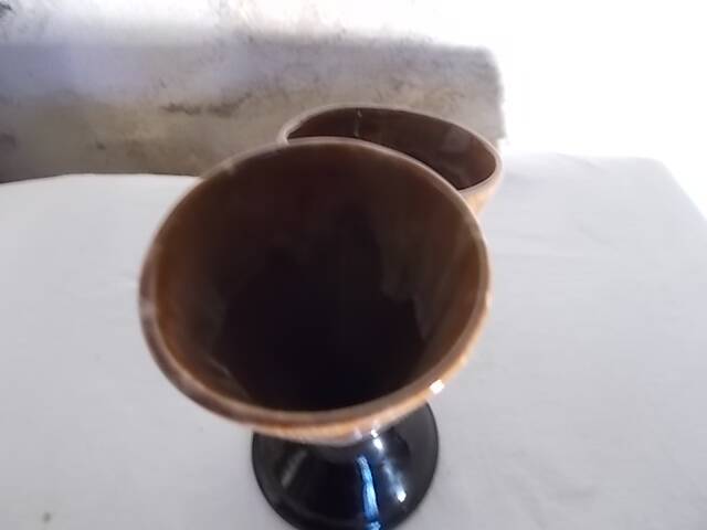 Vintage double neck vase in flamed stoneware