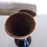 Vase vintage double col en grès flammé