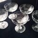 5 Coupes à champagne Vintage  Décor meulé