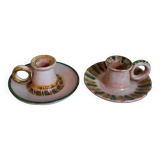 Duo of 50s ceramic hand candle holders