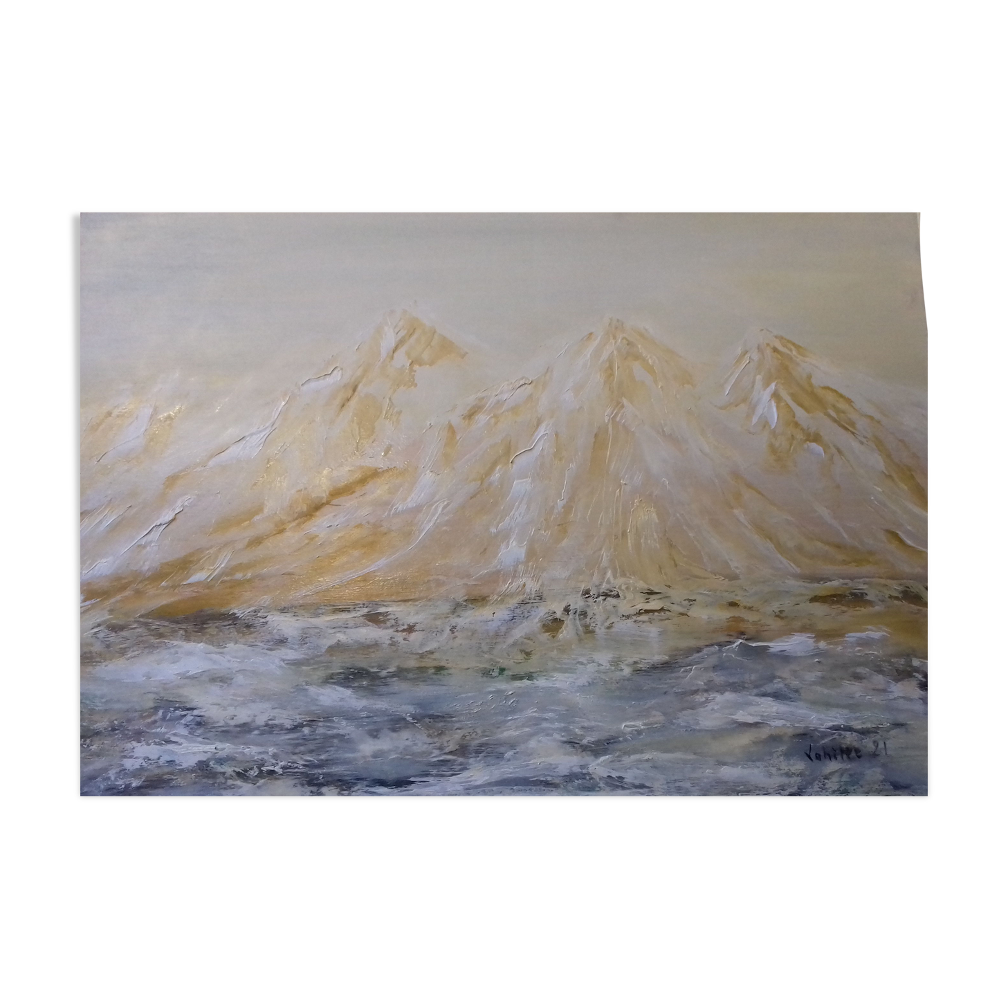 Landscape table. Oil on wood panel. Signed Lahitte