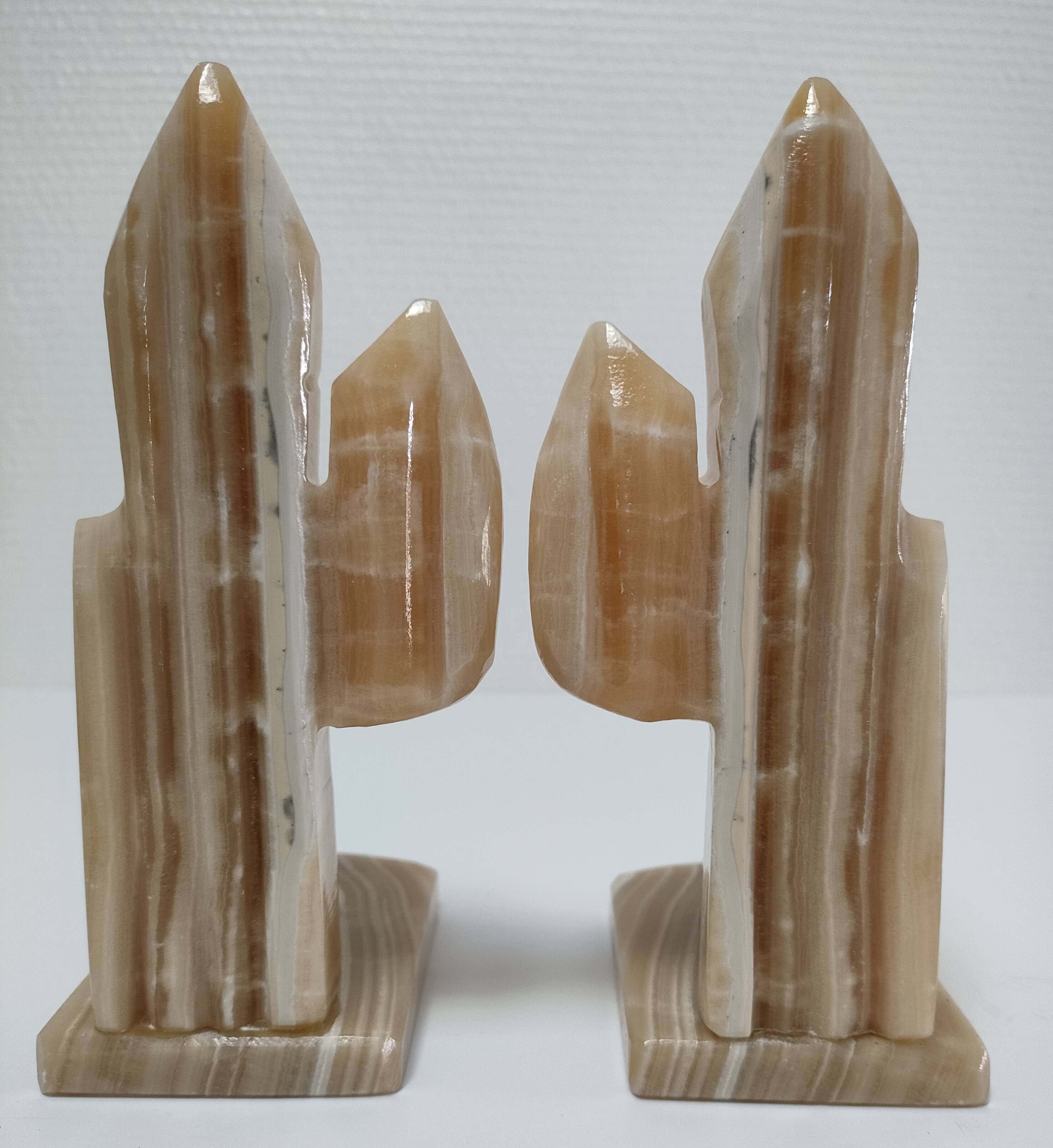 Pair of vintage Mexican cactus onyx bookends