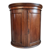 Antique demi-lune cabinet in walnut, late 18th century, French château.