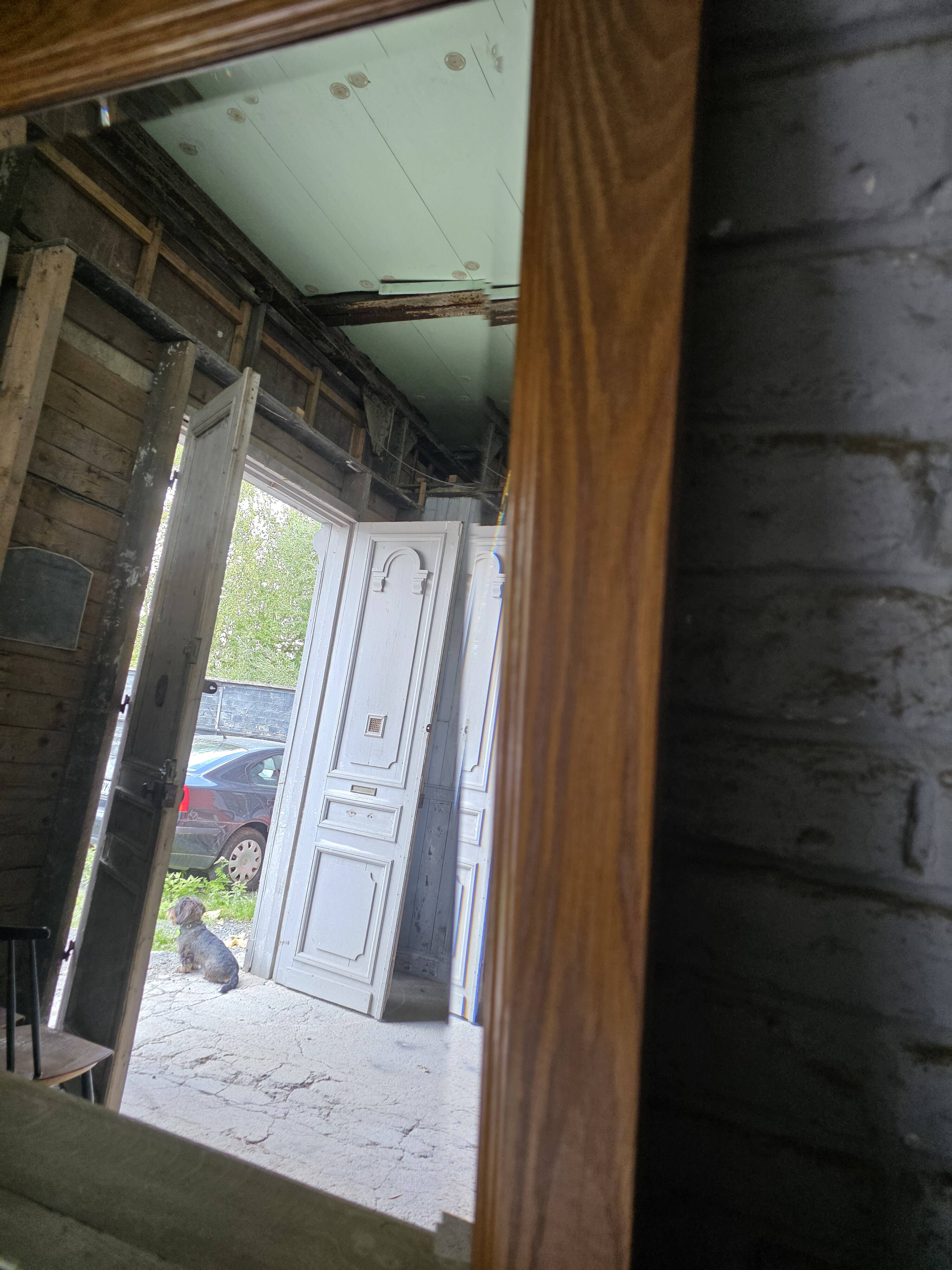 Miroir XXL biseauté en chêne, 210cm de L