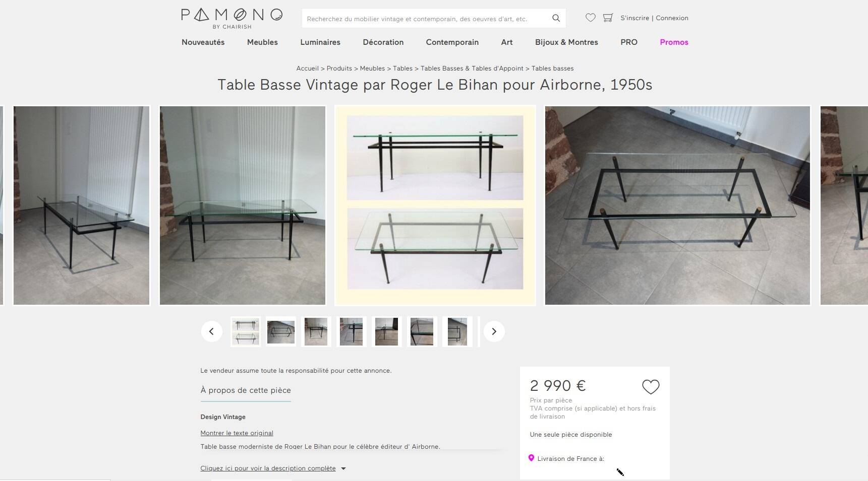 Iconic coffee table by Roger Le Bihan for Airborne 1960-70