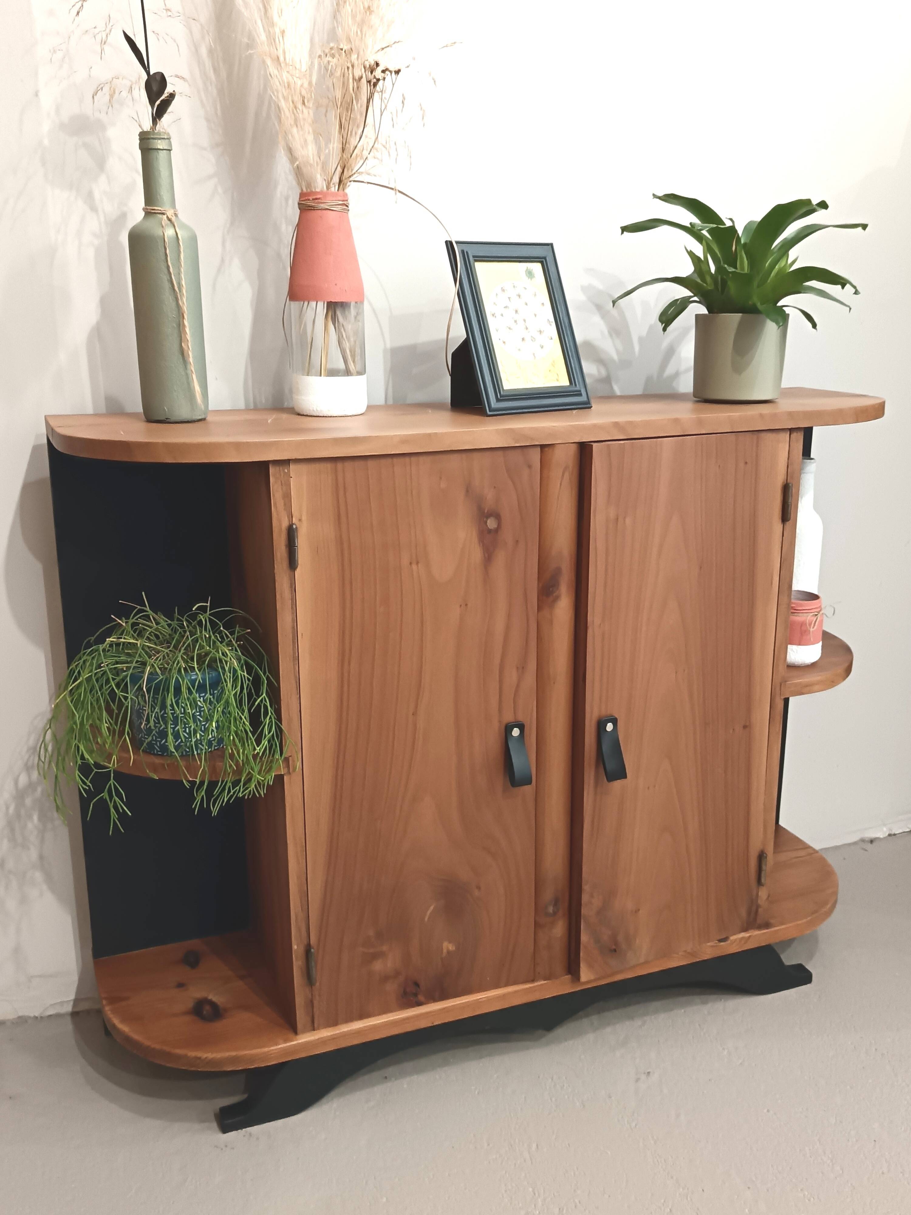 Small buffet or console in natural and black wood