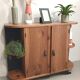 Small buffet or console in natural and black wood