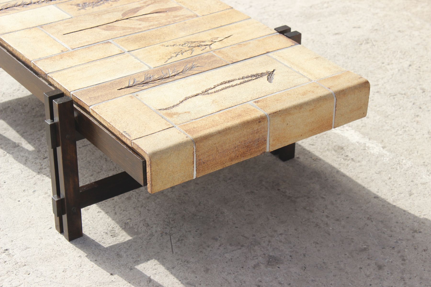 Coffee table Model Garrigue in Ceramics and Wood by Roger Capron, France, 1950s