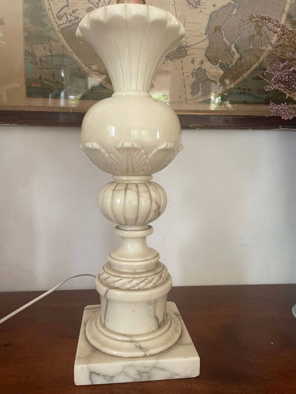 Pied de lampe balustre  en marbre 44,5cm