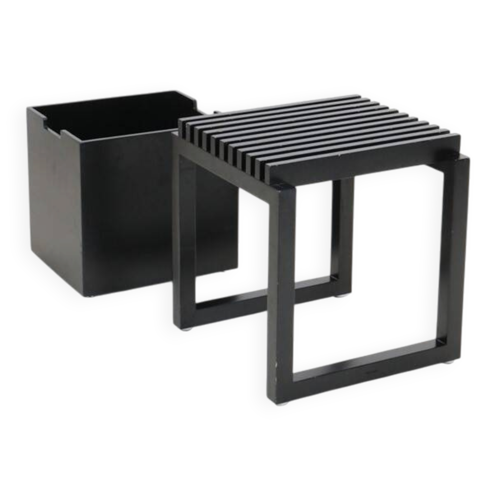 Black "Skagerak" / "Cutter" stool + box by Niels Hvass for Trip Trap / Fritz Hansen